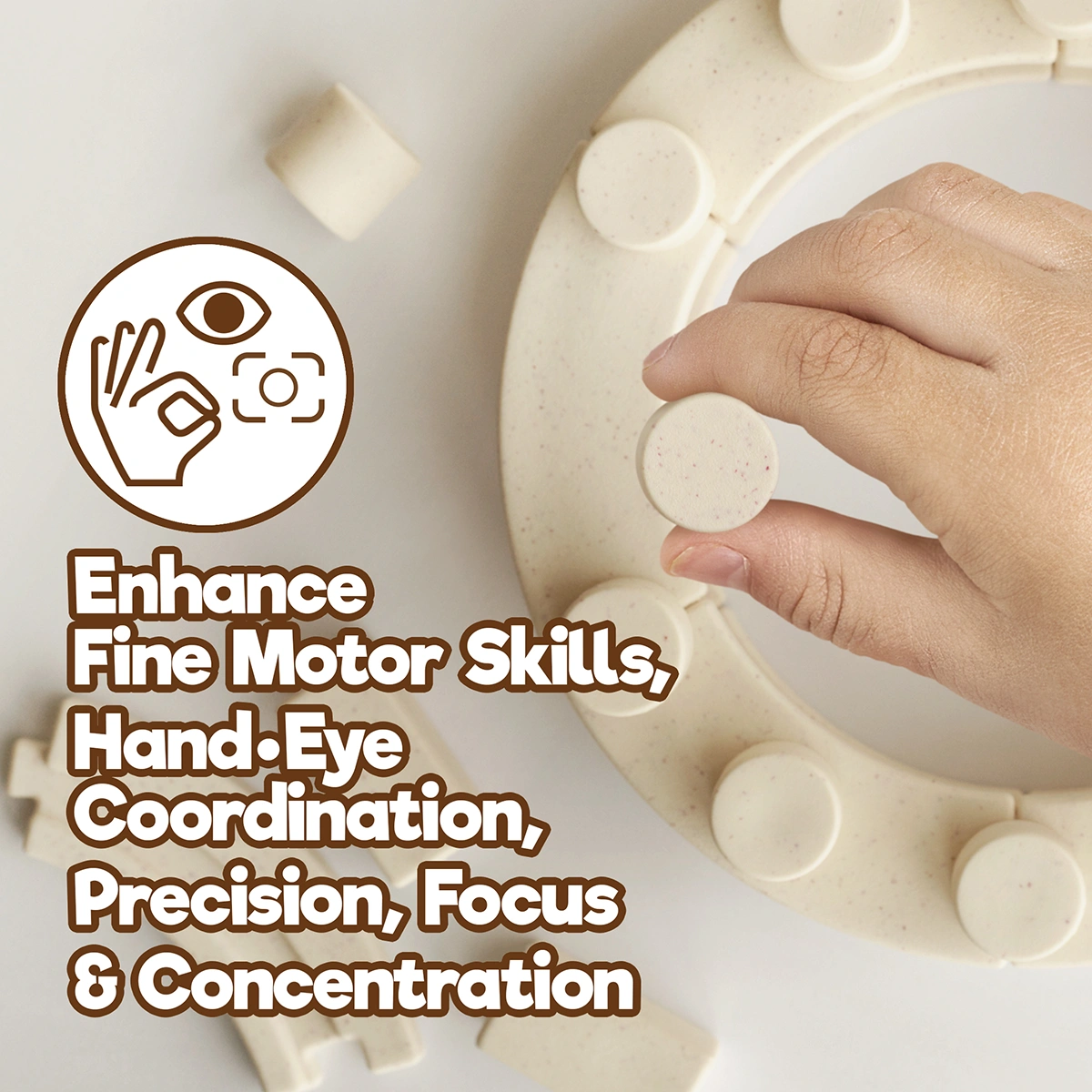 Child building Arch-Kid-Tech® Roman Theater toy to develop fine motor skills focus and hand-eye coordination